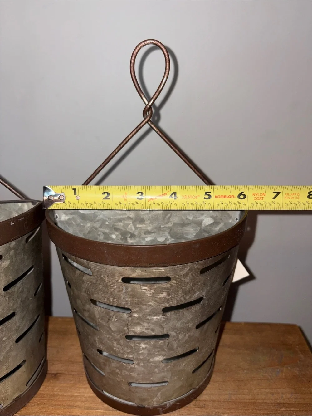 New Hanging Metal Wall Planter Set in Brown and Galvanized Finish - 2-Pack